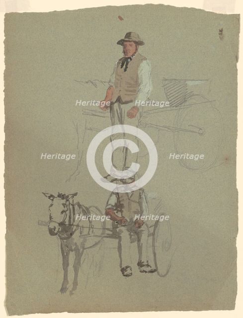 Studies of a Man and Horse Cart, c. 1870-1890. Creator: Enoch Wood Perry.