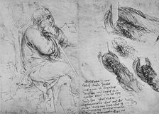Studies of a Old Man Seated and of Swirling Water c1480 (1945). Artist: Leonardo da Vinci