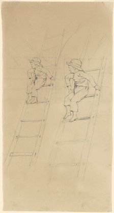 Studies of a Boy on a Ladder, c. 1840-1850. Creator: James Goodwyn Clonney