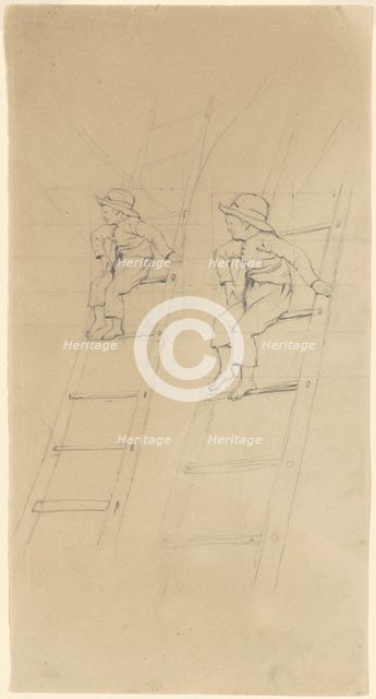Studies of a Boy on a Ladder, c. 1840-1850. Creator: James Goodwyn Clonney.