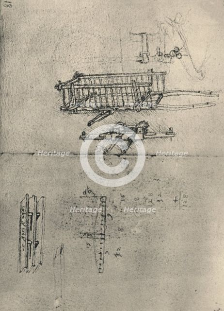 'Studies of a Cart, Etc.', c1480 (1945). Artist: Leonardo da Vinci.