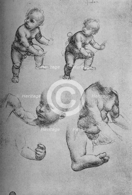 'Studies of a Child and Parts of a Child', c1480 (1945). Artist: Leonardo da Vinci.