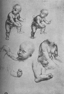 Studies of a Child and Parts of a Child c1480 (1945). Artist: Leonardo da Vinci