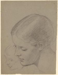 Studies of a Female Head [recto], c. 1850-1870. Creator: Enoch Wood Perry