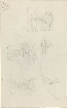 Studies of a Sickbed and Decorations for the Façade of Buckingham Palace [recto and verso], 1820/182 Creator: John Flaxman