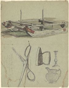 Studies of a Sled and Various Household Objects, c. 1870-1890. Creator: Enoch Wood Perry