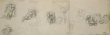 Studies of a sleeping Apostle and other Figures, 16th century. Artist: Michelangelo Buonarroti