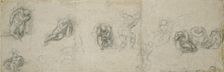 Studies of a sleeping Apostle and other Figures, 16th century. Artist: Michelangelo Buonarroti