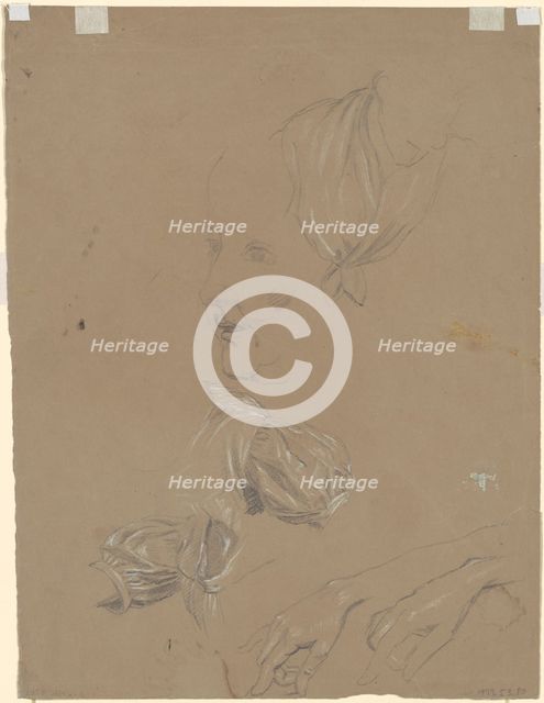 Studies of a Woman and Her Dress [verso], c. 1850-1870. Creator: Enoch Wood Perry.