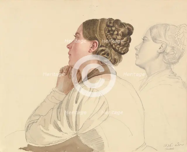 Studies of a Woman Praying, early to mid-19th century. Creator: Ludwig Emil Grimm.