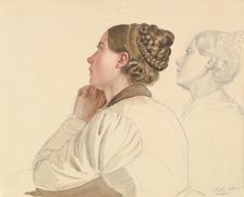 Studies of a Woman Praying, early to mid-19th century. Creator: Ludwig Emil Grimm