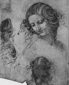 Studies of a Woman's Head and Coiffure c1480 (1945). Artist: Leonardo da Vinci