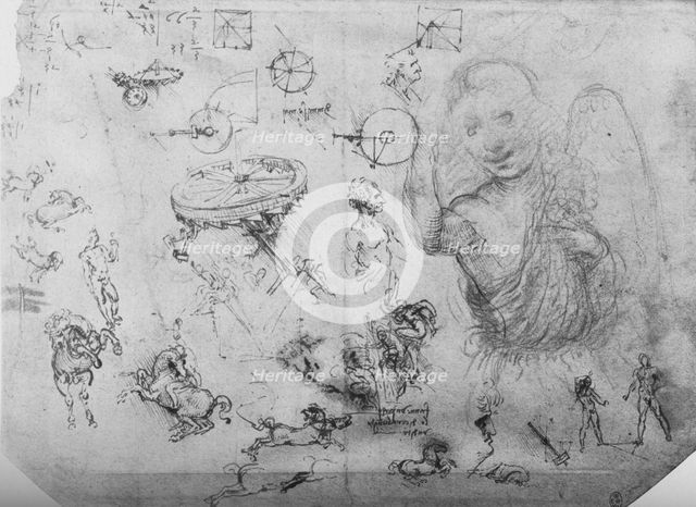 'Studies of an Angel, of Horsemen and of Other Figures', c1480 (1945). Artist: Leonardo da Vinci.