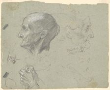 Studies of an Elderly Woman Knitting, c. 1870-1890. Creator: Enoch Wood Perry