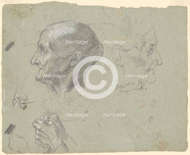 Studies of an Elderly Woman Knitting, c. 1870-1890. Creator: Enoch Wood Perry.