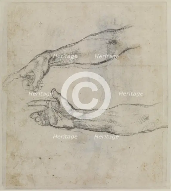 Studies of an outstretched arm for the fresco The Drunkenness of Noah, c.1508. Artist: Buonarroti, Michelangelo (1475-1564)