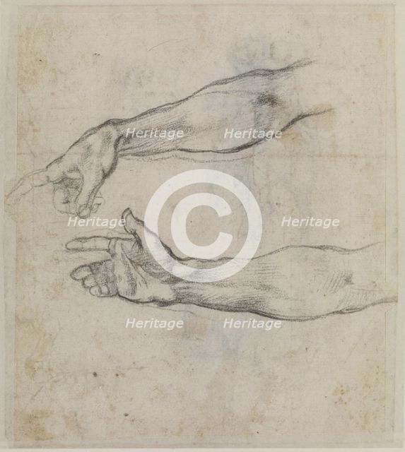 Studies of an outstretched arm for the fresco The Drunkenness of Noah, c.1508. Artist: Buonarroti, Michelangelo (1475-1564)