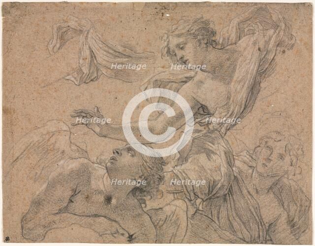Studies of Angels (recto); Panthea before Cyrus? (verso), 1655-1660?. Creator: Michel Dorigny (French, 1617-1665).