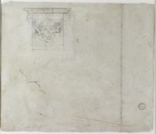 Studies of Architectural Details and a grotesque Mask, c1490-1560. Artist: Michelangelo Buonarroti