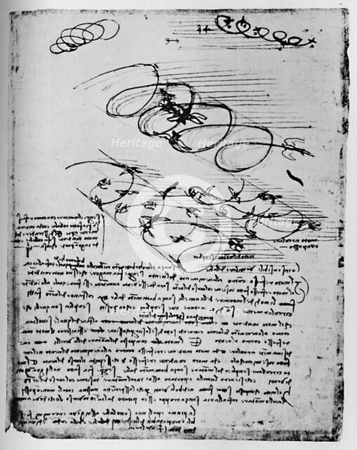 'Studies of Birds in Flight When Rising and Circling', 1928. Artist: Leonardo da Vinci.