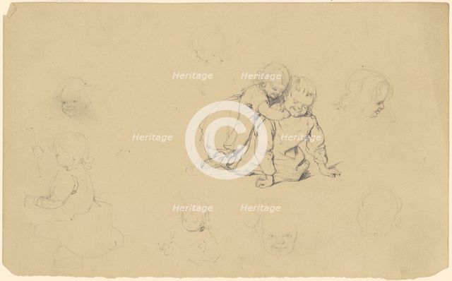Studies of Children at Play, c. 1840-1850. Creator: James Goodwyn Clonney.
