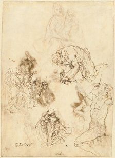 Studies of Christ Healing the Blind Man, Saint Philip Benizzi, and Saint Sebastian, c. 1611. Creator: Jacopo Palma