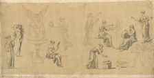 Studies of Classical Women, with Eros, 1775/80. Creator: Jacques-Louis David