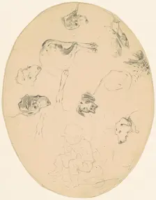 Studies of Dogs and a Seated Boy [recto], c. 1840-1850. Creator: James Goodwyn Clonney