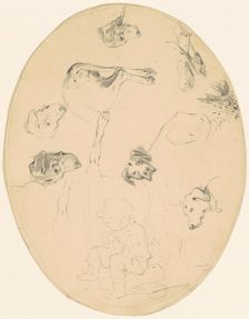 Studies of Dogs and a Seated Boy [recto], c. 1840-1850. Creator: James Goodwyn Clonney