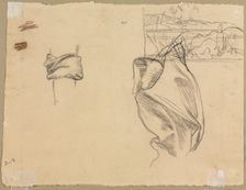 Studies of Drapery and Study of a Landscape (verso), 1800s. Creator: Pierre Puvis de Chavannes (French, 1824-1898)