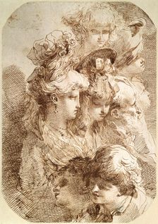 Studies of Eight Heads late 18th or early 19th century. Artist: Mauro Gandolfi