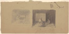 Studies of Farmers Shucking Corn, c. 1870-1880. Creator: Enoch Wood Perry