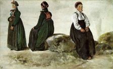 Studies of Female Costumes from Luster in Sogn, 1826. Creator: Johan Christian Dahl