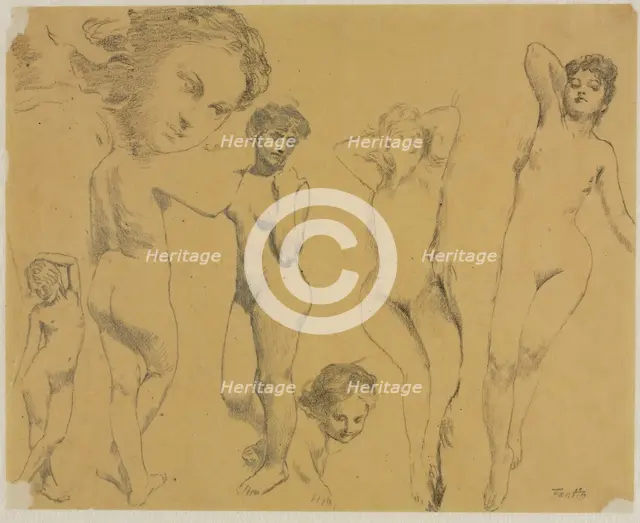 Studies of Female Nudes, c. 1895. Creator: Henri Fantin-Latour (French, 1836-1904).