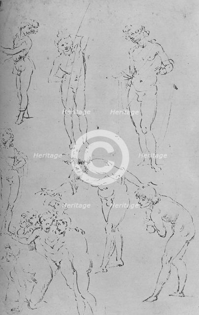 'Studies of Figures and a Group of Figures', c1500 (1945). Artist: Leonardo da Vinci.