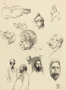 Studies of Figures and Heads, late 19th-early 20th century. Creator: Theophile Alexandre Steinlen