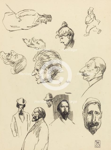 Studies of Figures and Heads, late 19th-early 20th century. Creator: Theophile Alexandre Steinlen.