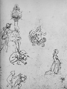 Studies of Figures and of Decoration c1480 (1945). Artist: Leonardo da Vinci