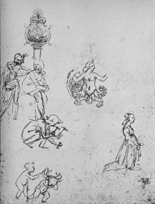 Studies of Figures and of Decoration c1480 (1945). Artist: Leonardo da Vinci