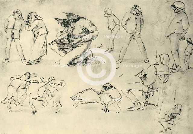 Studies of figures, early 17th century, (1943). Creator: Adriaen Brouwer.