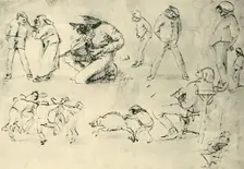 Studies of figures, early 17th century, (1943). Creator: Adriaen Brouwer