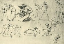 Studies of figures, early 17th century, (1943). Creator: Adriaen Brouwer