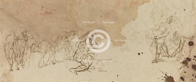 Studies of Figures for an Adoration of the Magi [verso]. Creator: Donato Creti.