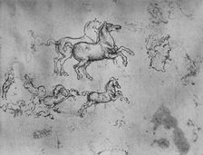 Studies of Galloping Horses and a Head c1480 (1945). Artist: Leonardo da Vinci