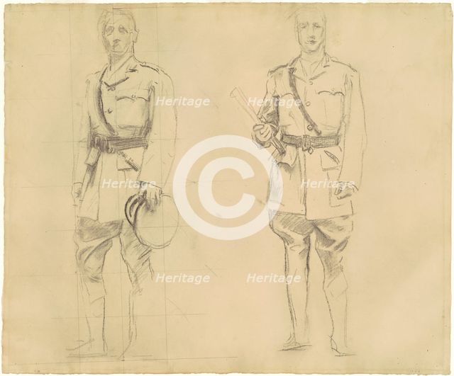 Studies of Generals Plumer and Haig for "General Officers of World War I" [recto], 1920-1922. Creator: John Singer Sargent.