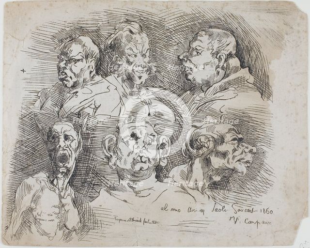 Studies of Heads, 1860. Creator: Unknown.