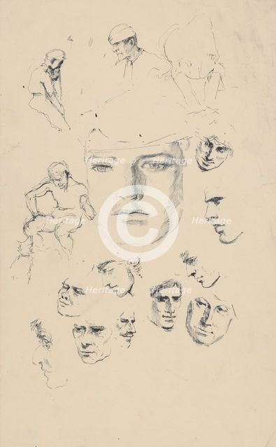 Studies of heads, 1880-1910. Creator: Ladislav Mednyanszky.