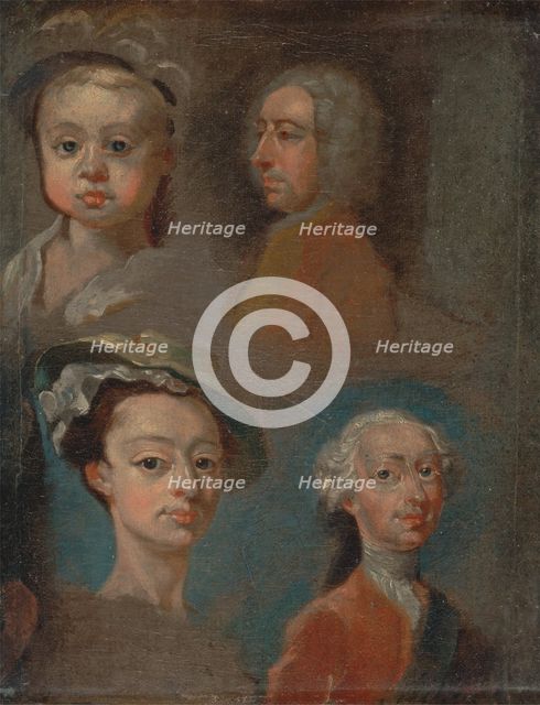 Studies of Heads, ca. 1733. Creator: William Hogarth.