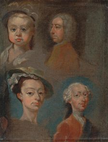 Studies of Heads, ca. 1733. Creator: William Hogarth