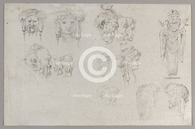 Studies of Heads, ca. 1744. Creator: Francesco Algarotti.